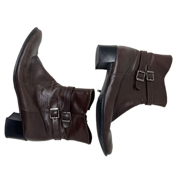 Arnold Churgin Womens Double Buckle Leather Side Zip Riding Boots Brown Size 41 - Picture 6 of 10